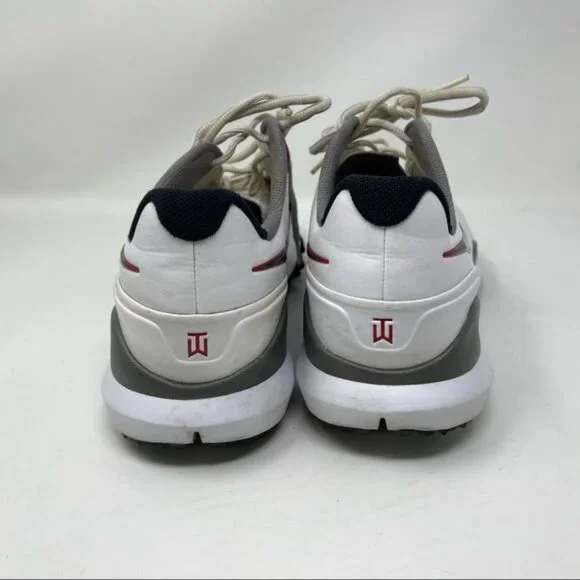 Nike Tiger Woods TW 2014 Volt 599416 -100 White Red Golf Shoes Cleat Sz 12 tW14